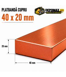 Platbanda cupru 40 x 20 mm – lungime 4 metri – EN Cu-ETP